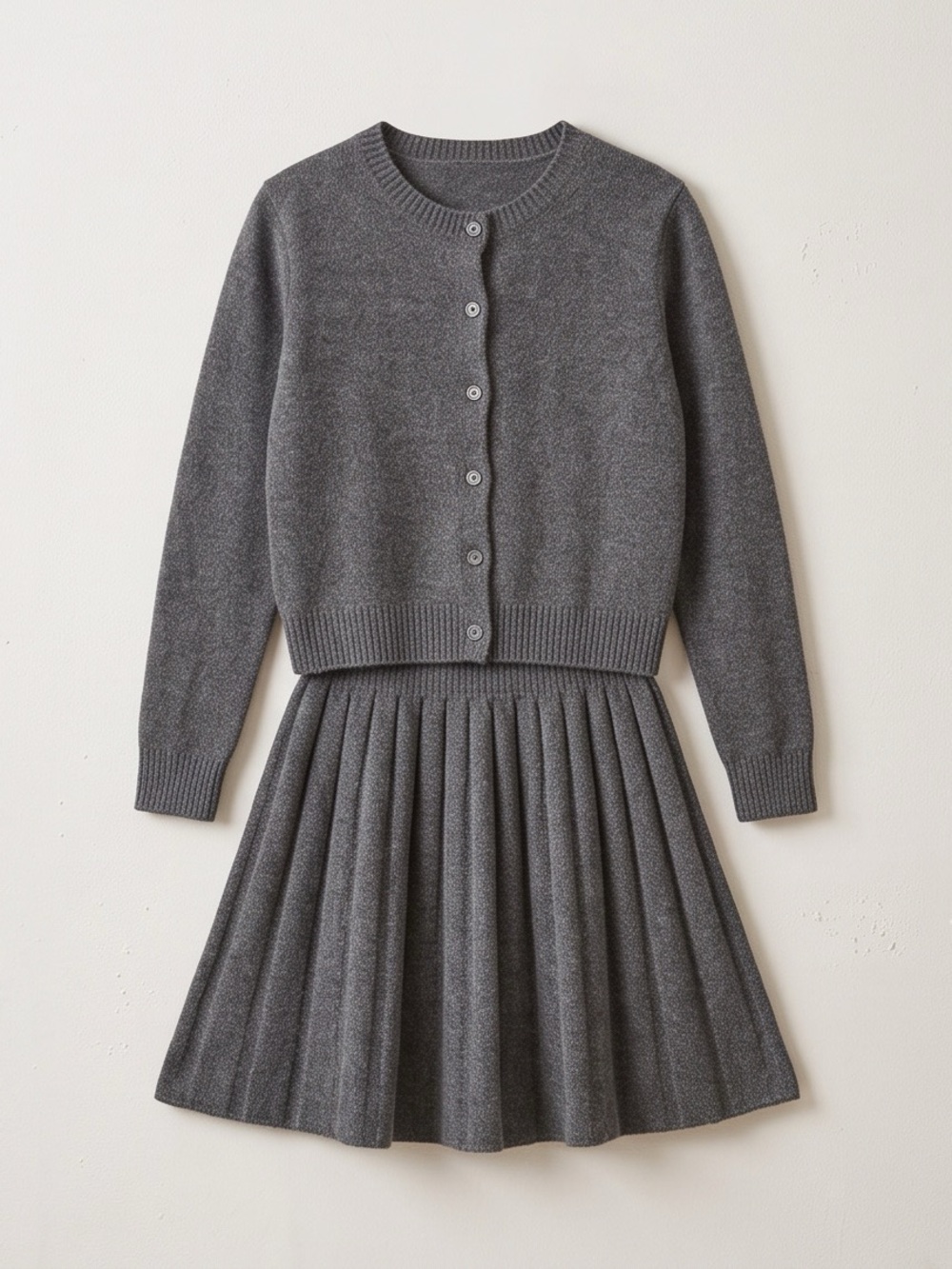 SHEIN Grey Knit Dress & Cropped Cardigan 2-Piece Set | Size M - yNew